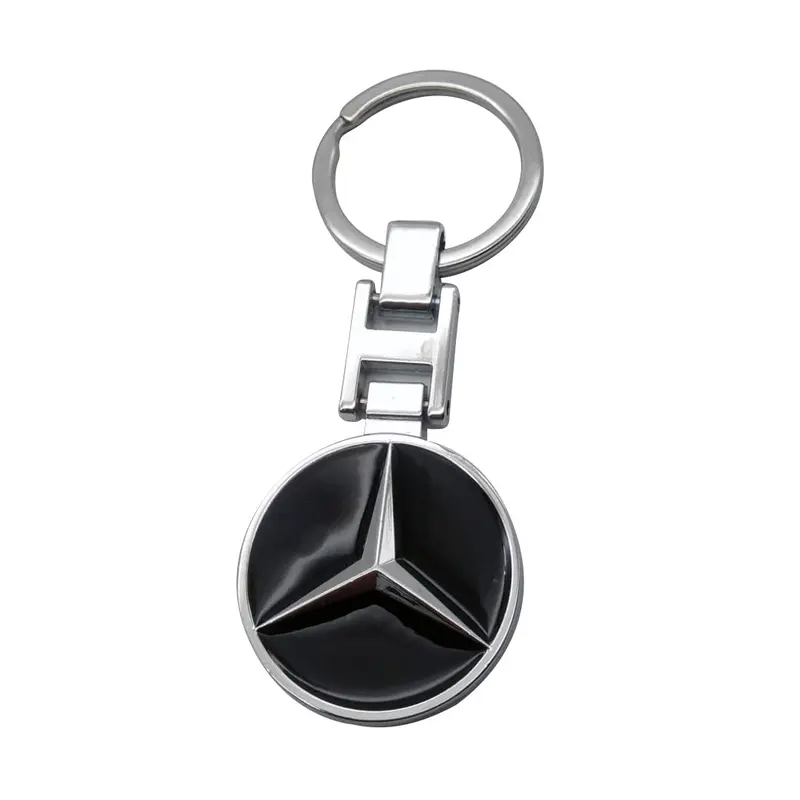 Mercedes Logo Metal Keychain Chrome - Black 2