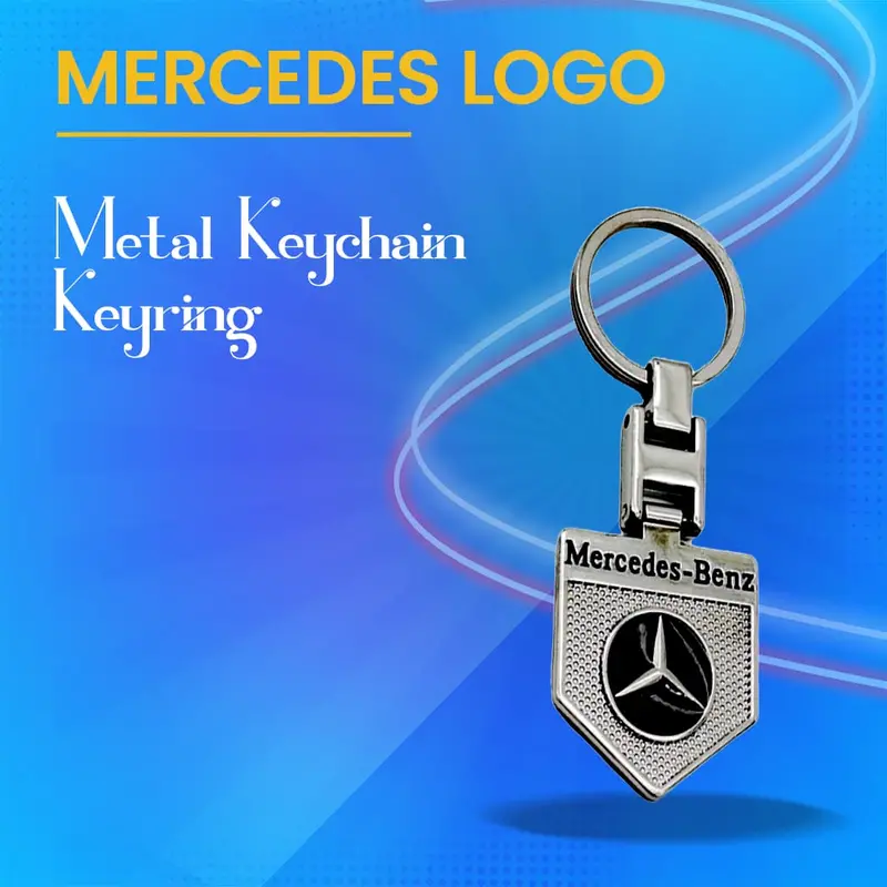 Mercedes Metal Keychain Keyring Badge Style - Chrome 1
