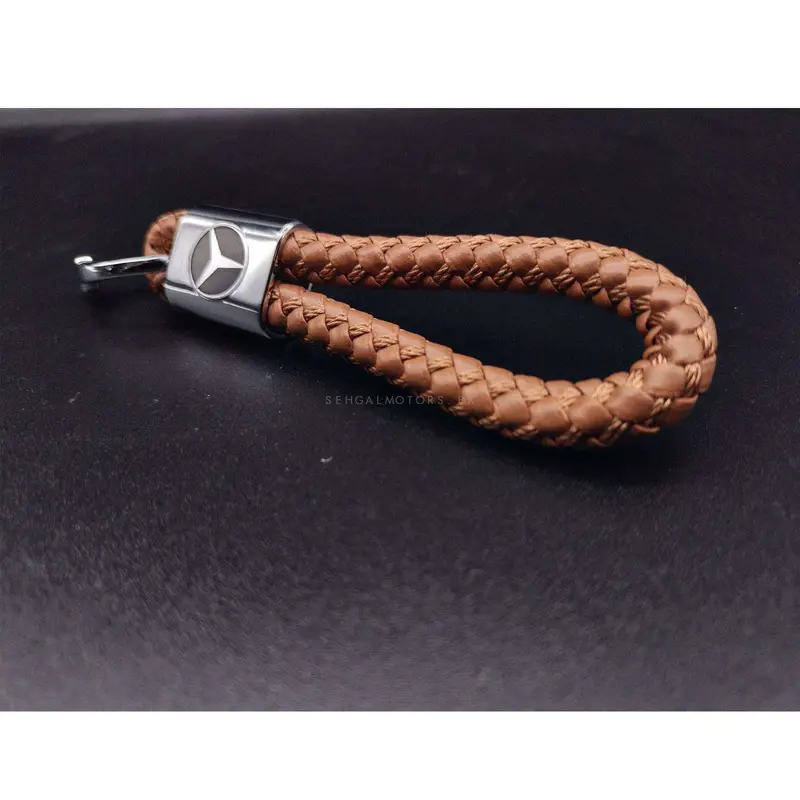 Mercedes Premium Leather Rosary Keychain Keyring - Brown 2