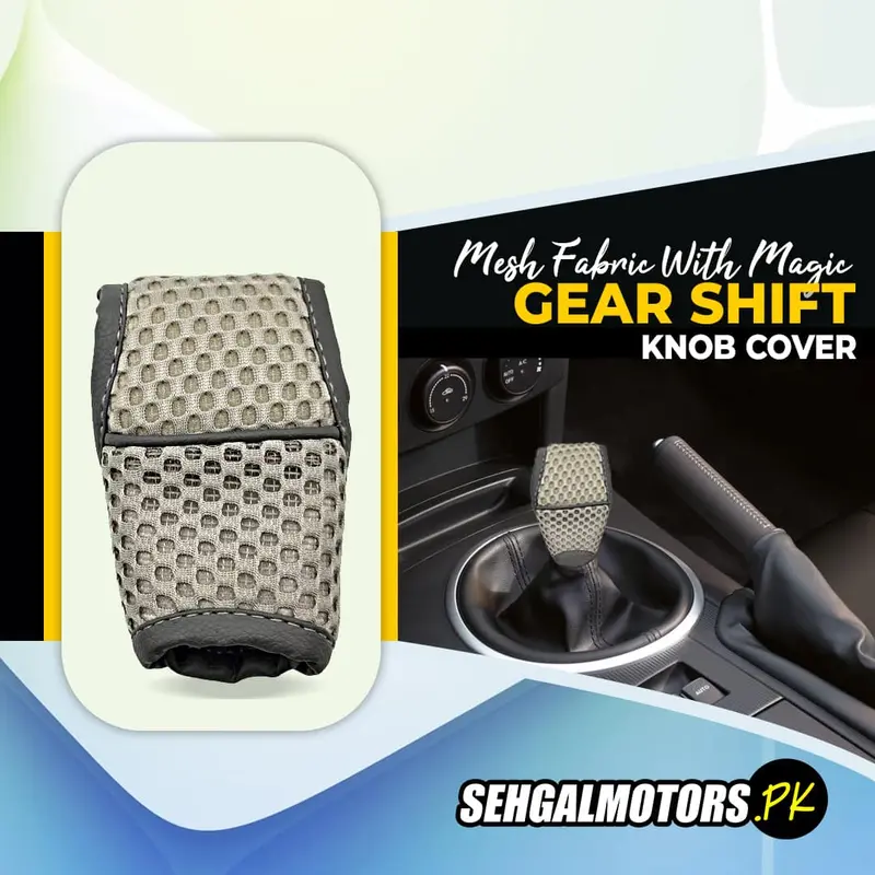 Mesh Fabric With Magic Auto Gear Shift Knob Cover - Grey 1