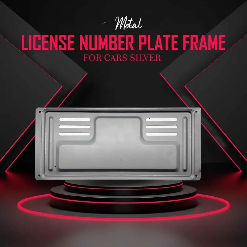 Metal License Number Plate Frame For Cars Silver - Each A903395 1