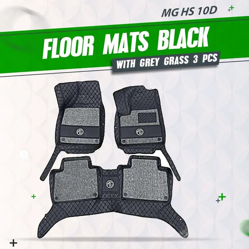 Mg Hs 10D Floor Mats - Mix Thread Black With Grey Grass - 3 Pcs 2020 - 2025 1