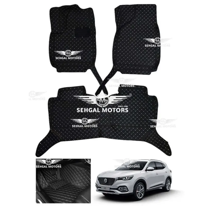 Mg Hs 7D Floor Mat Black With Beige Stitch 3Pcs Model 2020-2021 1