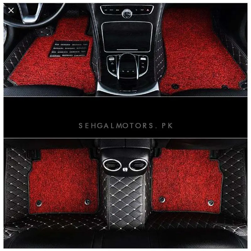 Mg Hs 9D Floor Mats Mix Thread Grass 3 Pcs 2020 - 2025 - Black With Red 2