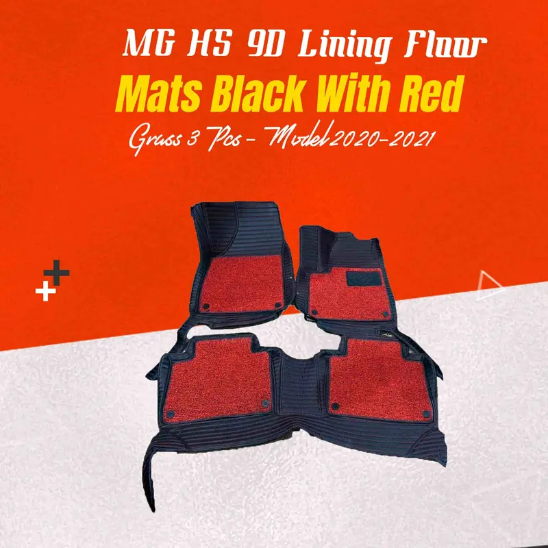 Mg Hs 9D Lining Floor Mats Mix Thread Grass 3 Pcs 2020 - 2025 - Black With Red 1