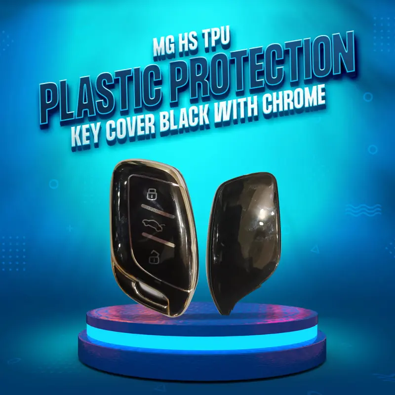 Mg Hs Tpu Plastic Protection Key Cover Black With Chrome 3 Buttons 2020 - 2025 1