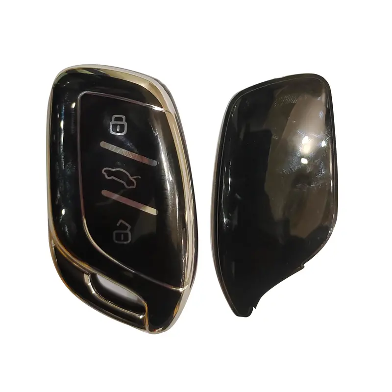Mg Hs Tpu Plastic Protection Key Cover Black With Chrome 3 Buttons 2020 - 2025 2