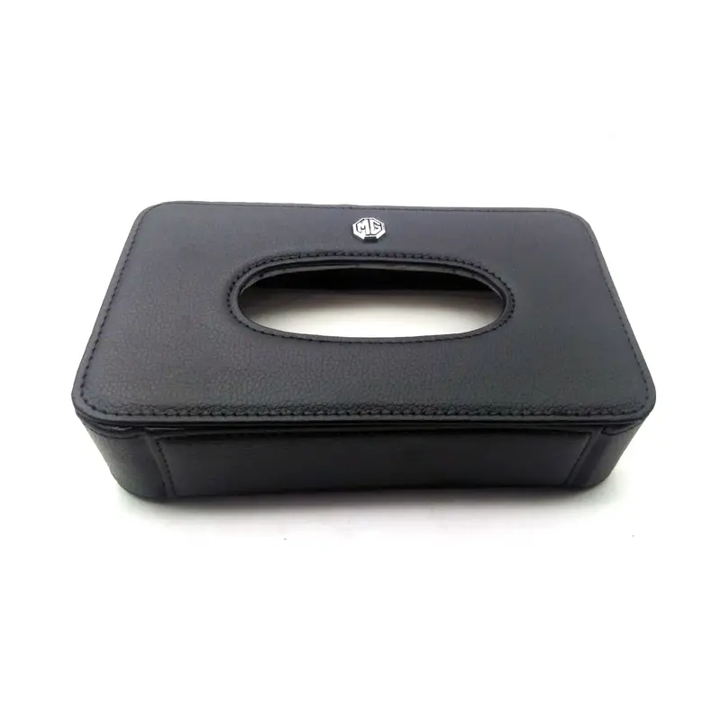 Mg Leather Car Sun Visor Sunshade Tissue Holder Case Box - Black 2
