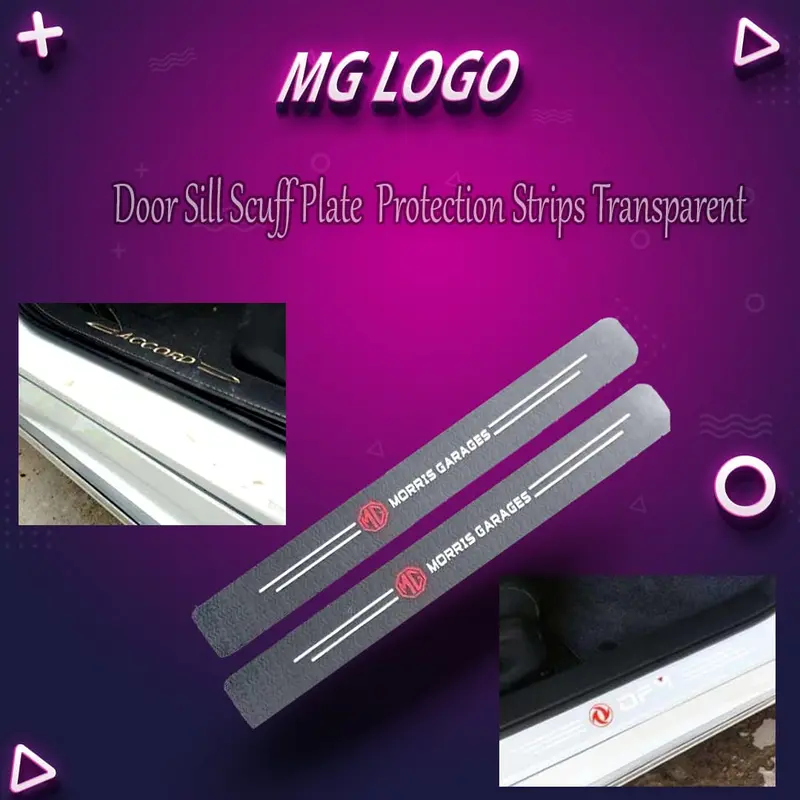 Mg Logo Door Sill Scuff Plate Protection Strips Transparent 1