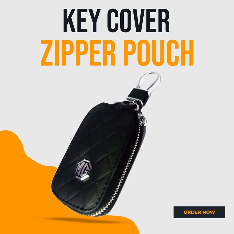Mg Zipper 7D Style Key Cover Pouch Black With Keychain Ring 1