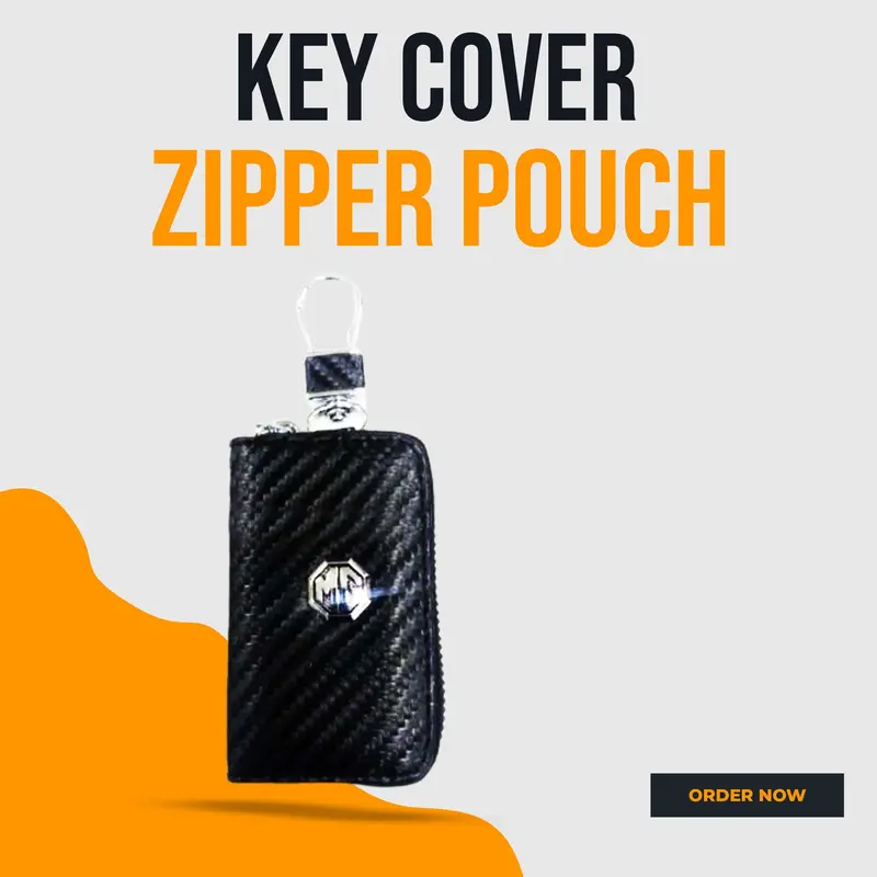 Mg Zipper Key Cover Pouch Carbon Fiber With Keychain Ring 1