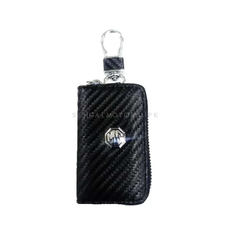 Mg Zipper Key Cover Pouch Carbon Fiber With Keychain Ring 2