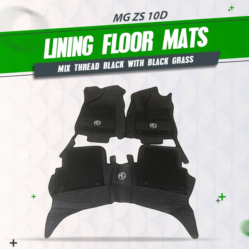 Mg Zs 10D Lining Floor Mats Black With Black Grass 2020 - 2025 - Mix Thread  3 Pcs 1