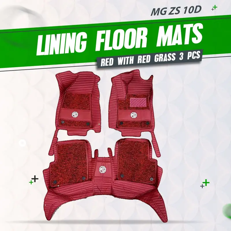 Mg Zs 10D Lining Floor Mats Red With Red Grass Mix Thread 3 Pcs 2020 - 2025 1