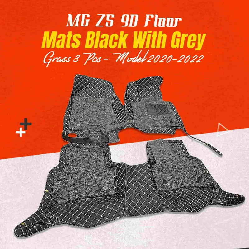 Mg Zs 9D Floor Mats Mix Thread  Grass 3 Pcs 2020 - 2025 - Black With Grey 1