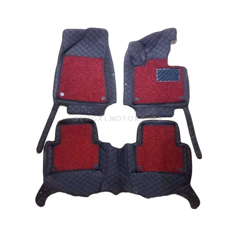 Mg Zs 9D Floor Mats Mix Thread Grass 3 Pcs 2020 - 2025 - Black With Red 2