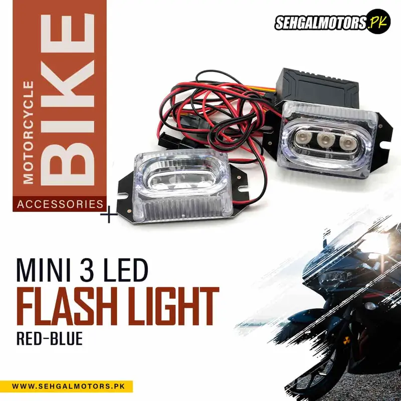 Mini 3 Led Flash Light For Motrocycle Bike Red-Blue Zw335 1