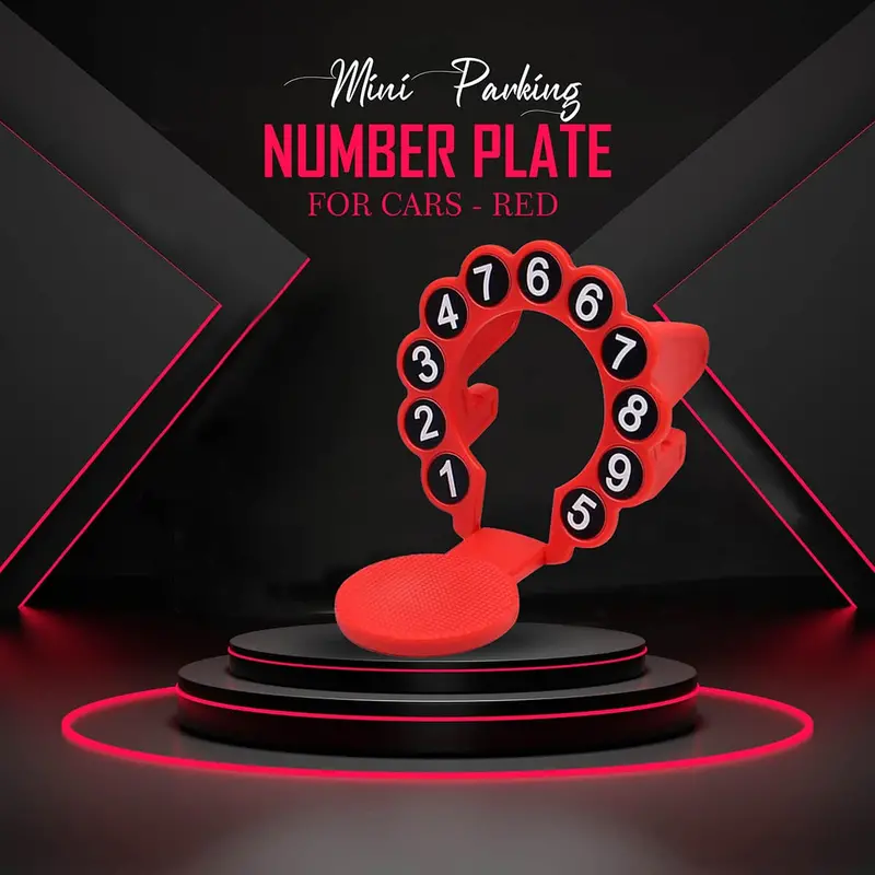Mini Parking Number Plate For Cars - Red 1
