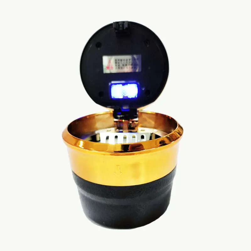 Mini Toyota Logo Car Portable Ashtray Black With Golden 2