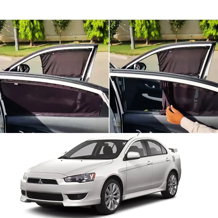 Mitsubishi Lancer Retractable Curtains 2004 - 2008 - Custom Fit Sunshades - Sun Shade - Parda 1
