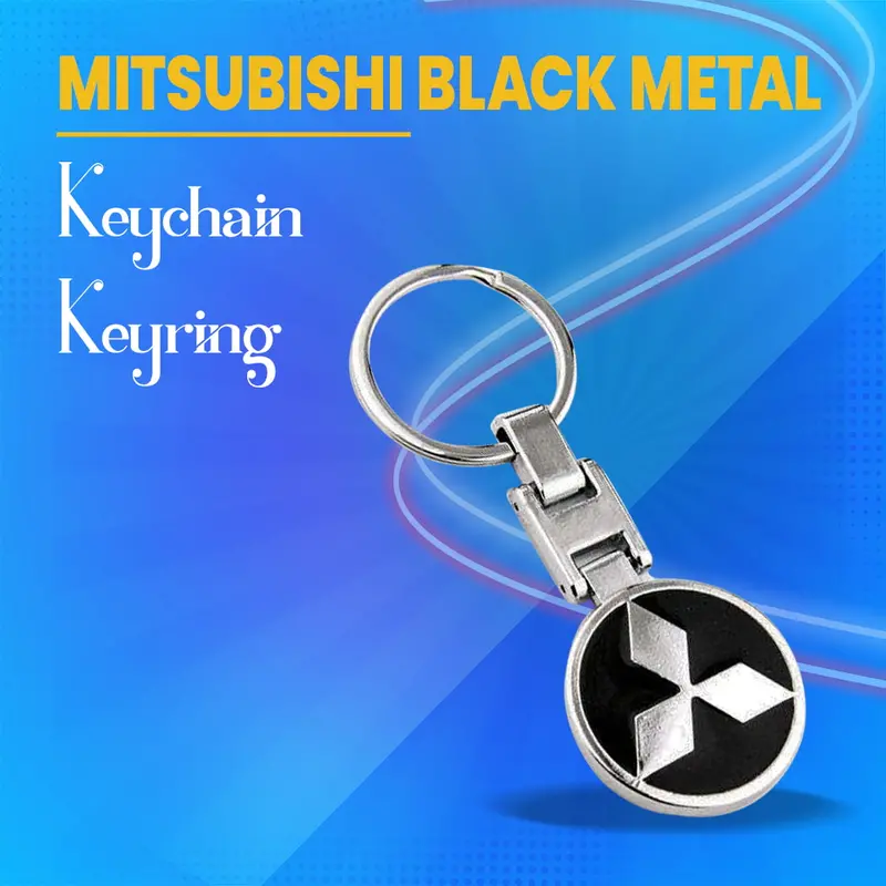 Mitsubishi Logo Black Metal Keychain Keyring - Stylish & Durable 1
