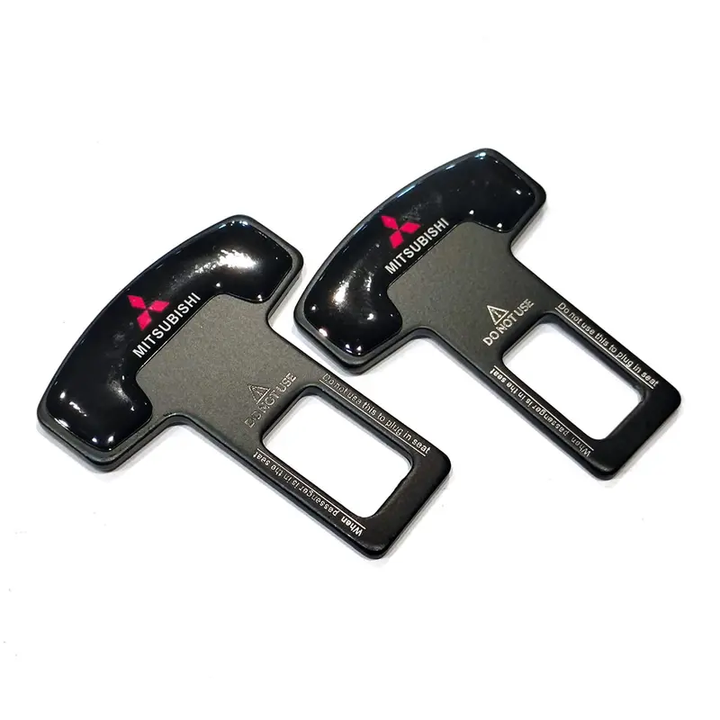 Mitsubishi Mini Seat Belt Clip Metal Black - Pair 2