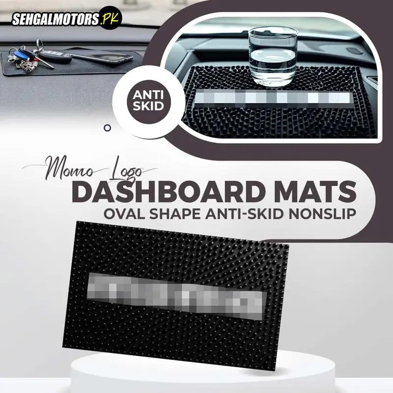 Momo Anti-Skid Nonslip Dashboard Mats Black With White Logo 1