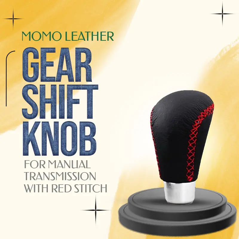 Momo Leather Gear Shift Knob For Manual Transmission With Red Stitch 1