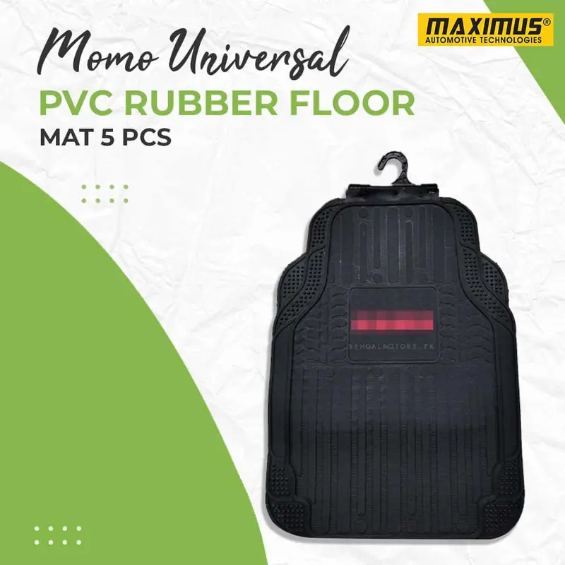 Momo Universal Pvc Rubber Floor Mat Mix Design 5 Pcs - Foot Mat For Car 1