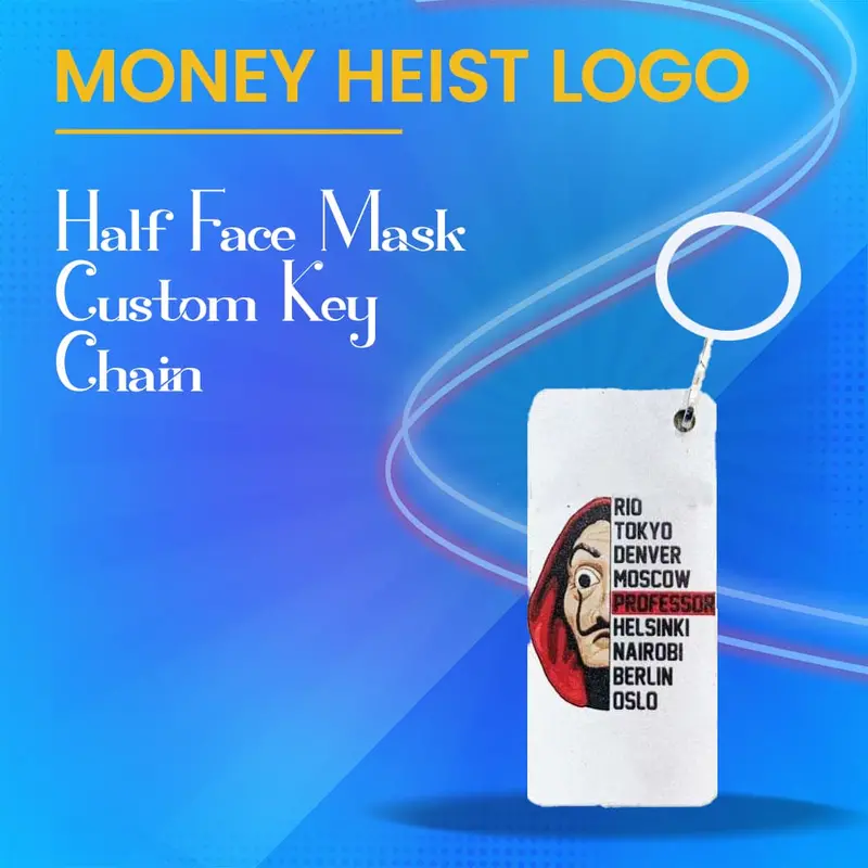 Money Heist (La Casa De Papel) Half Face Mask Custom Keychain White 1