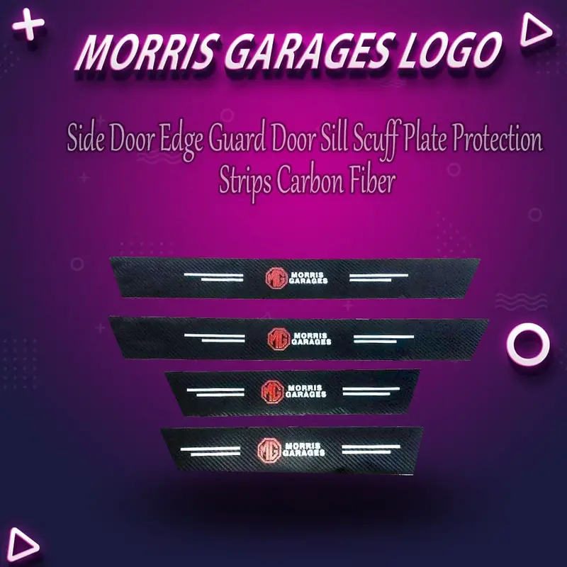 Morris Garages Logo Side Door Edge Guard Door Sill Scuff Plate - - Protection Strips Carbon Fiber 1