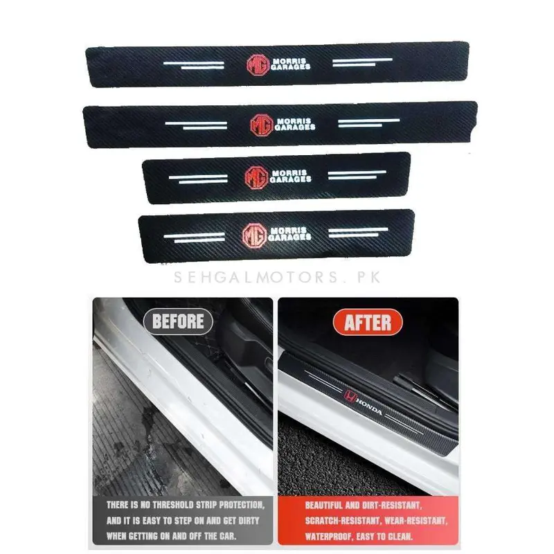 Morris Garages Logo Side Door Edge Guard Door Sill Scuff Plate - - Protection Strips Carbon Fiber 2