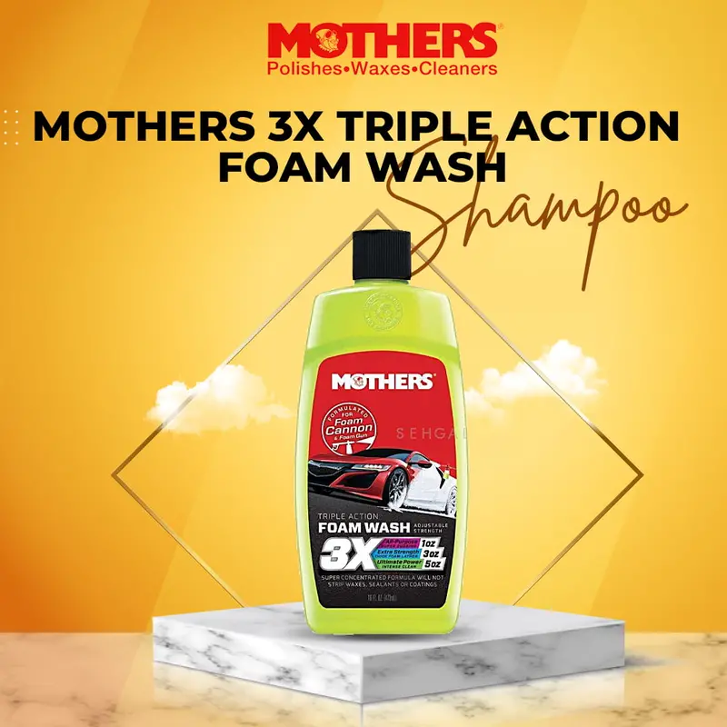Mothers 3X Triple Action Foam Wash (05616)- 473Ml - Car Shampoo Cleaning Agent 1