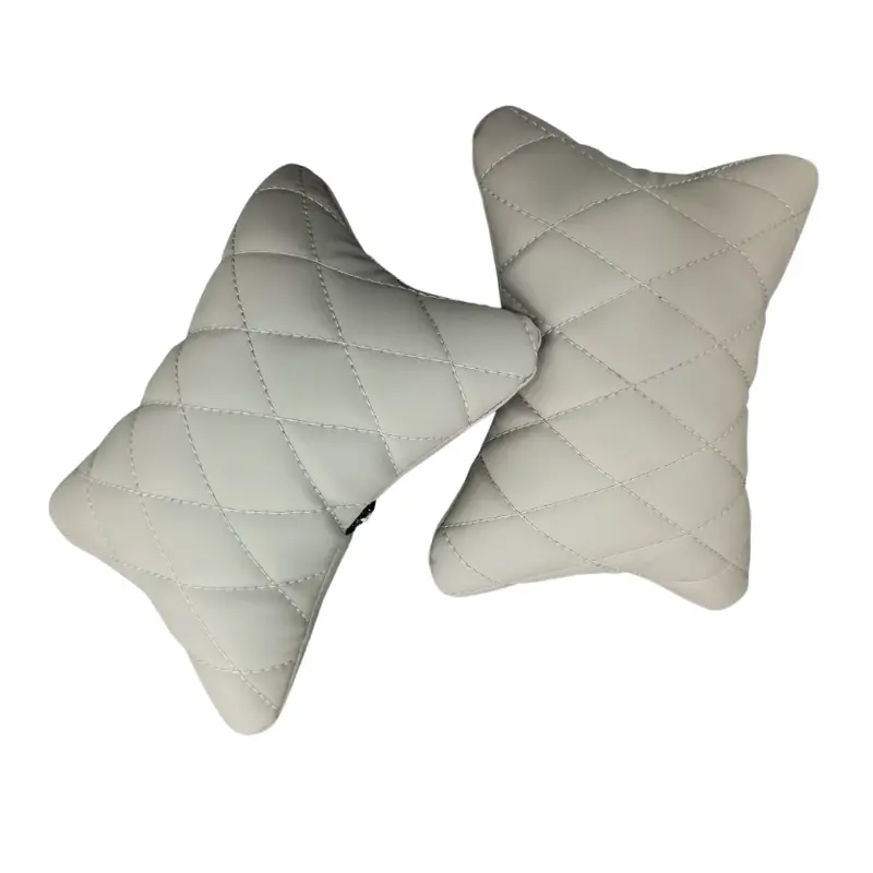 Motor Sports Neck Rest Cushion Diamond Stitch Beige (Pair) 1