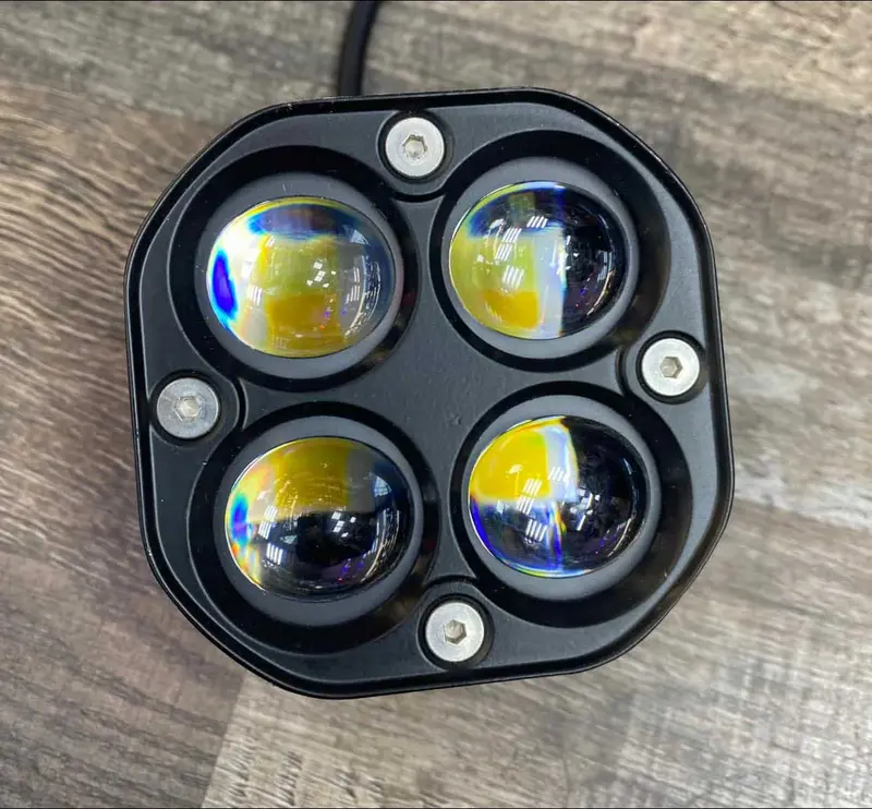 Motorcycle Bike 4 Led Spot Flash Light White Yellow - Each 2