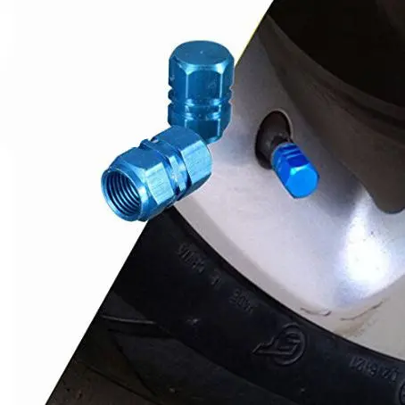 Motorcycle Bike Tire Tyre Air Valve Nozzle Caps 2 Pcs Blue 2