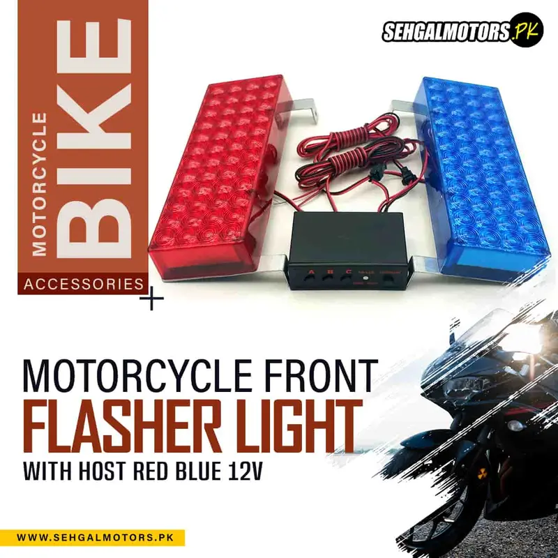 Motorcycle Front Police Emergency Flasher Light With Host Red Blue 12V 1