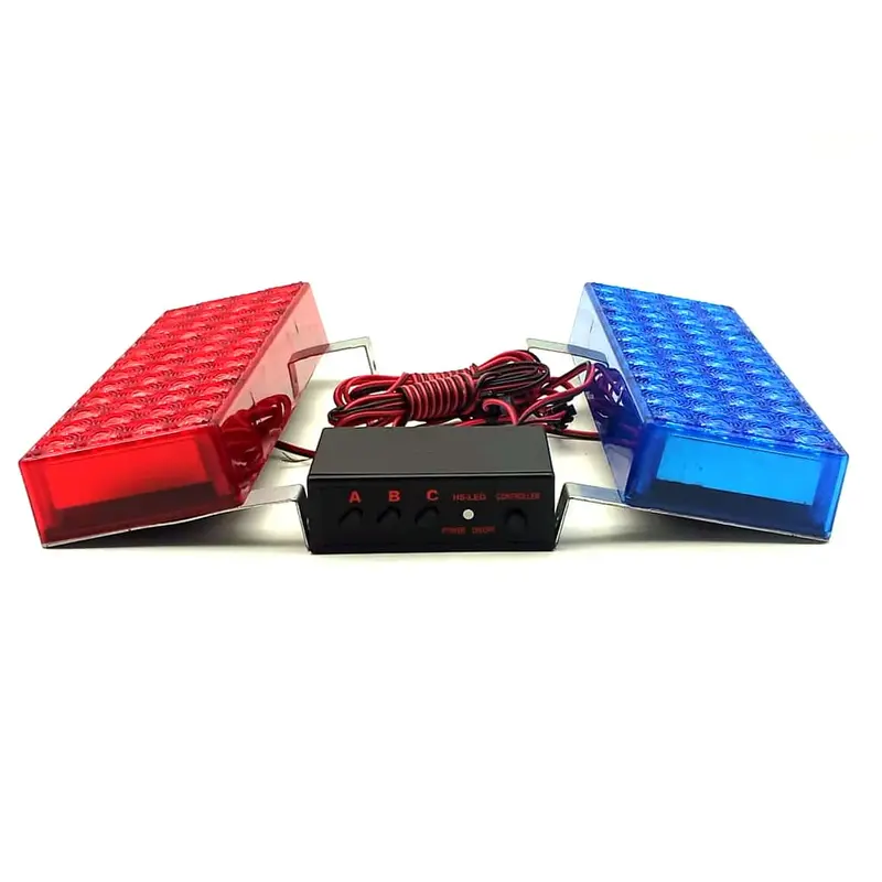 Motorcycle Front Police Emergency Flasher Light With Host Red Blue 12V 2