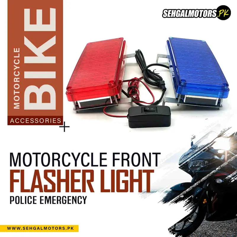 Motorcycle Front Police Emergency Flasher Light Without Host Red Blue 12V 1