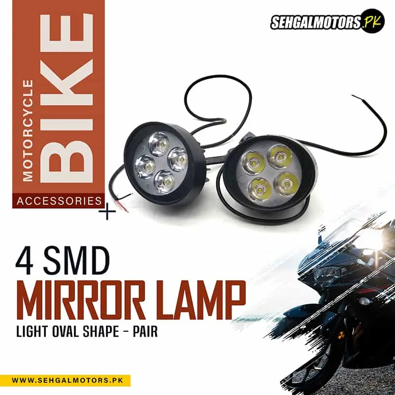 Motorcycle Oval Shape 4 Smd Mirror Lamp Light For Bike Pair 1