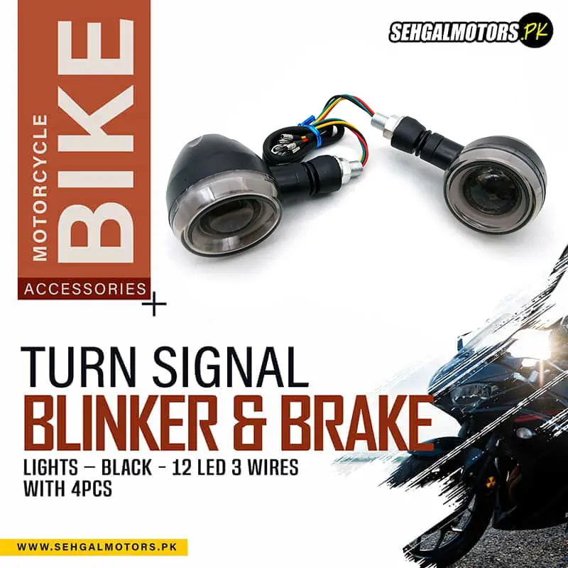 Motorcycle Turn Signal Blinker & Brake Lights 12 Led 3 Wires With 2Pcs - - Black 1