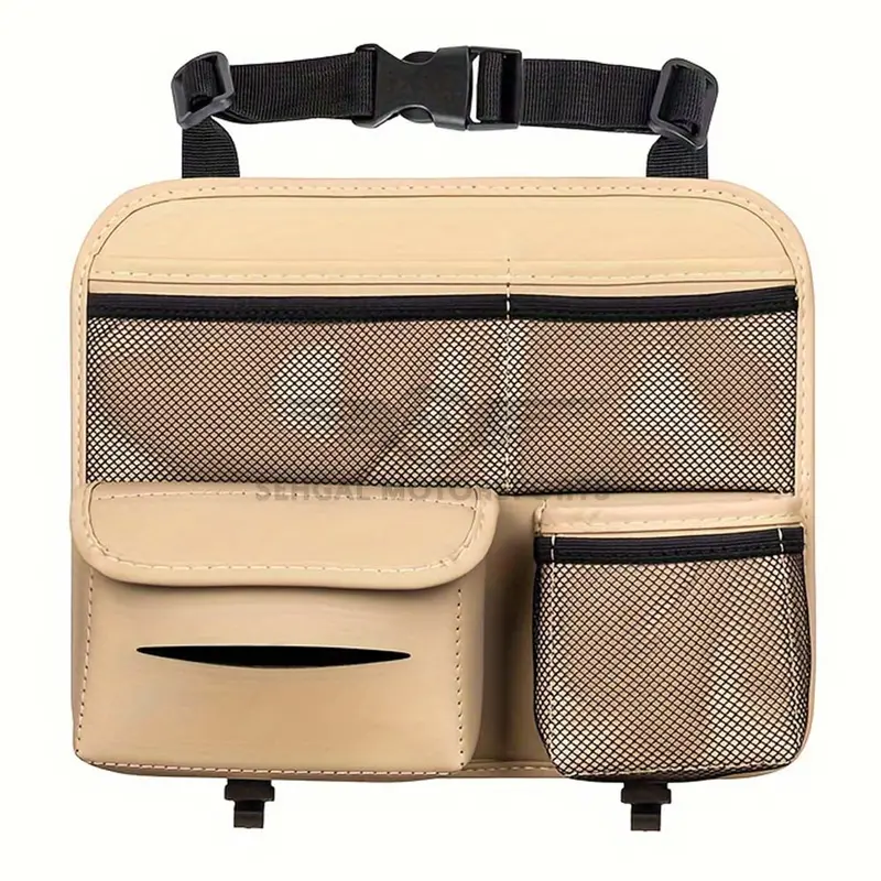 Motorsports Car Seat Back Hanging Leather Seat Organizer & Tissue Box Storage 2