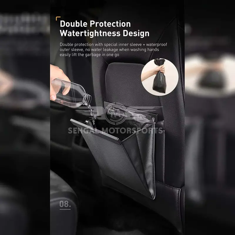 Motorsports Car Seat Back Magnetic Pocket / Trash Basket (Black) 2