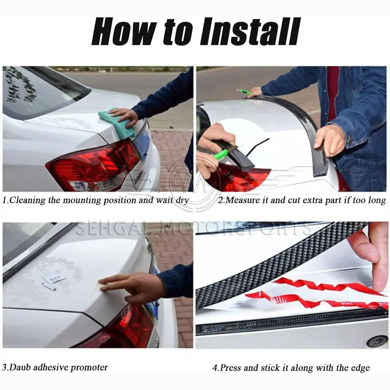 Motorsports Custom Flap Universal Car Trunk Spoiler 3.5Cm Wide Tail 3