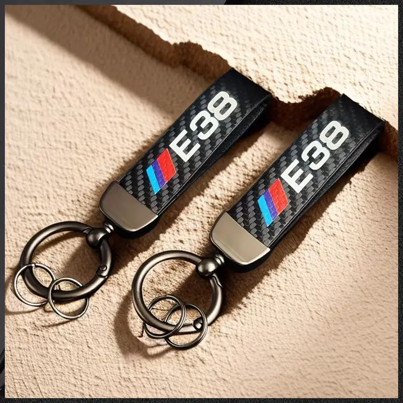 Motorsports Leather Strap Zinc Metal Hook Keychain With Logo (Dm27) 3