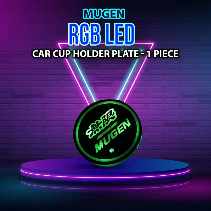 Mugen Rgb Led Car Cup Holder Plate - 1 Piece 1