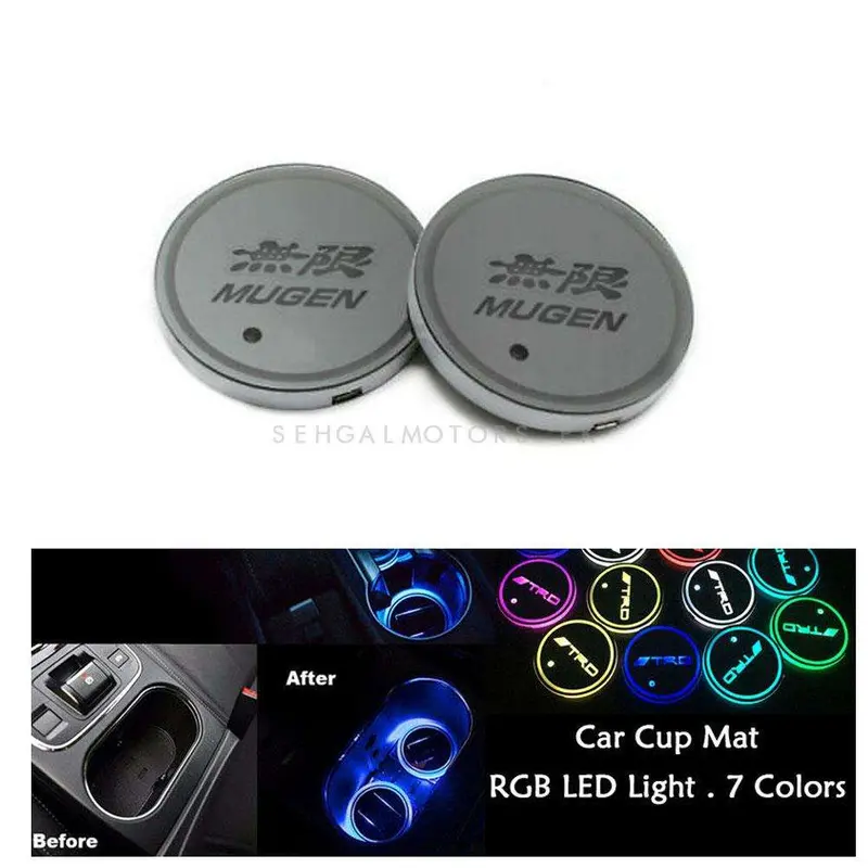 Mugen Rgb Led Car Cup Holder Plate - 1 Piece 2