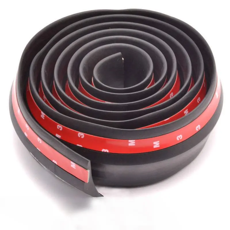 Multi Deflector Heavy Duty Rubber Lip Black 2.5M - Bumper Splitter Protector Body Guard Skirt Cover Strap Lip 1