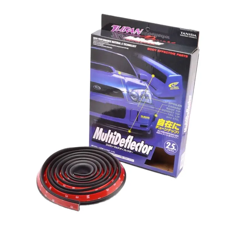 Multi Deflector Heavy Duty Rubber Lip Black 2.5M - Bumper Splitter Protector Body Guard Skirt Cover Strap Lip 2