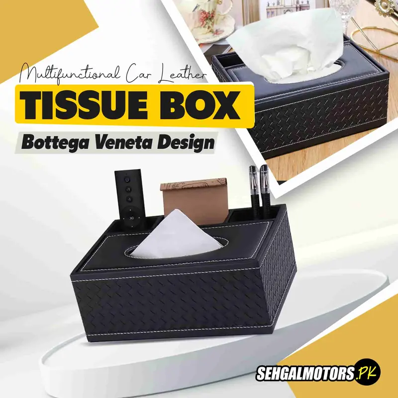 Multifunctional Car Leather Tissue Box Bottega Veneta Design 9Cm Black 1